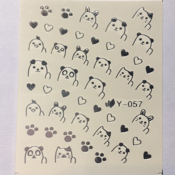 Other - 3 / $12 Nail Art Waterslide Tattoo Silver Animals